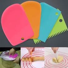 3Pcs/Set Plastic Cake Icing Scraper Decorating Baking Fondant Pastry Tools Plain Smoother Spatulas Cutters