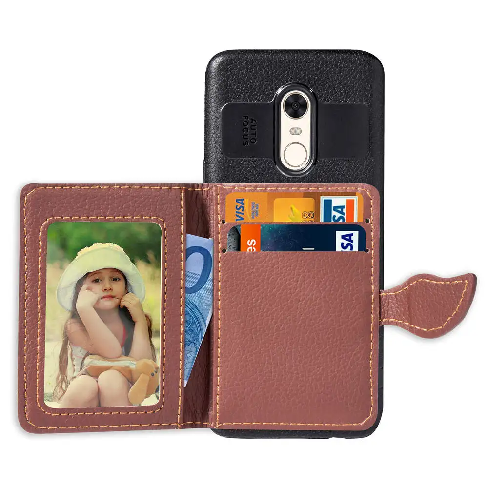 PU Leather Credit Card Slot Wallet Bag Phone Case For Xiaomi Redmi 5 Plus 4X 6A NOTE 4 5A Prime 6 7 Pro Mi A2 Lite Pocophone F1