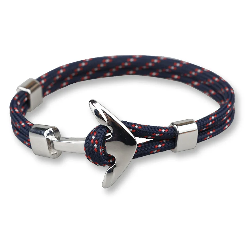 

New Arrive Silver Alloy Anchor Bracelet Multilayer Rope Chain Paracord Bracelet For Women Men Navy Style Gift SL010