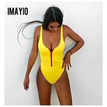 Imayio, женский боди, Цельный купальник, Одноцветный, купальник, сексуальный, на молнии, бикини, купальный костюм, высокая талия, купальник, летняя пляжная одежда