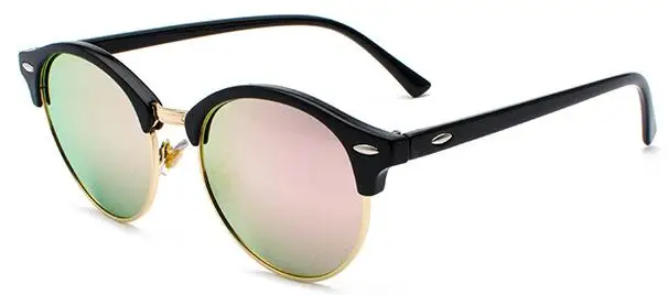Популярные поляризованные солнцезащитные очки, мужские, популярные, брендовые, дизайнерские, Ретро стиль, женские, летние, стильные, солнцезащитные очки с заклепками, оправа, цветные покрытия оттенков - Цвет линз: black pink
