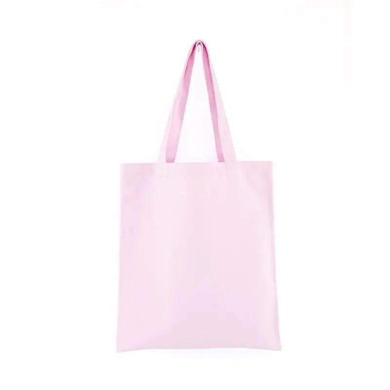 Женские прочные холщовые пустые продуктовые простые хозяйственные сумки, Дамская многофункциональная сумка на плечо, многоразовая утилизация, 14 цветов - Цвет: Розовый