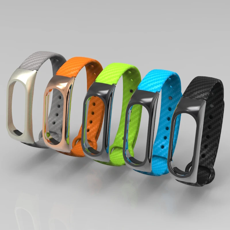 Ремешок Mi Band 2 из углеродного волокна Цветной силиконовый браслет для Xiaomi band