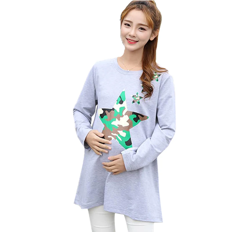 Spring Fall Funny Maternity Long T shirts Full Sleeve Cotton Cute Pregnancy Shirt-in Tees from ...