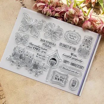

Owl and butterfly Transparent Clear Silicone Stamp/Seal for DIY scrapbooking/photo album Decorative clear stamp sheets