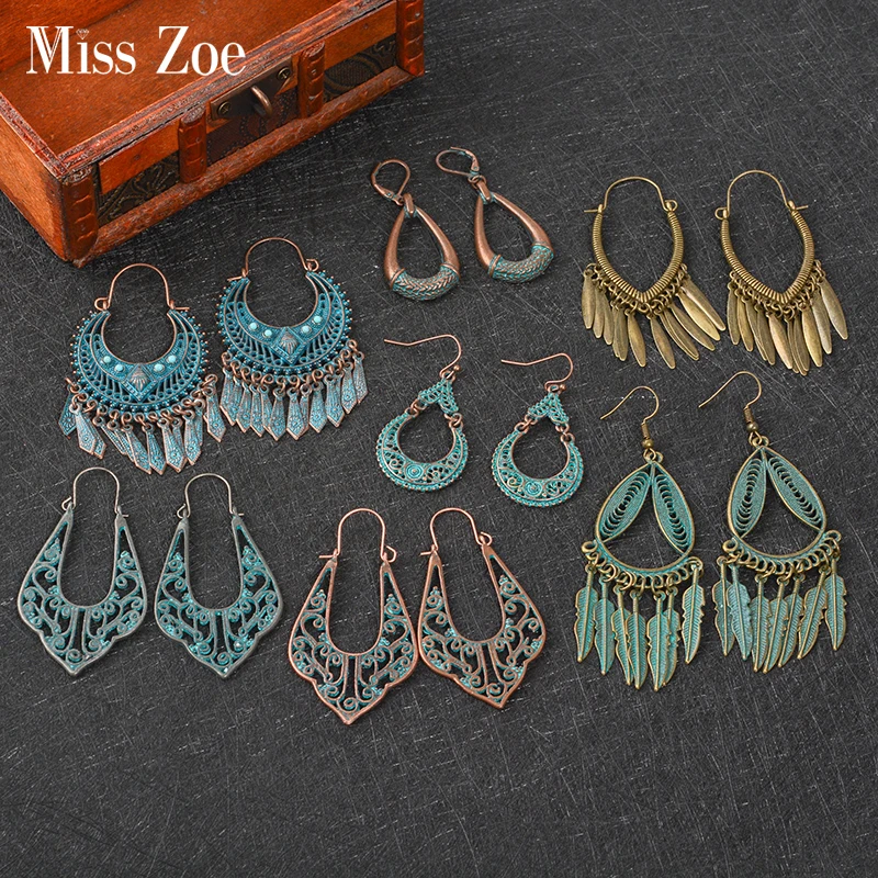 

7 Styles Geometric Bronze Earrings Vintage Drop Earrings Women Fringed Earrings BOHO Statement Ear Jewelry Gift for wife girl