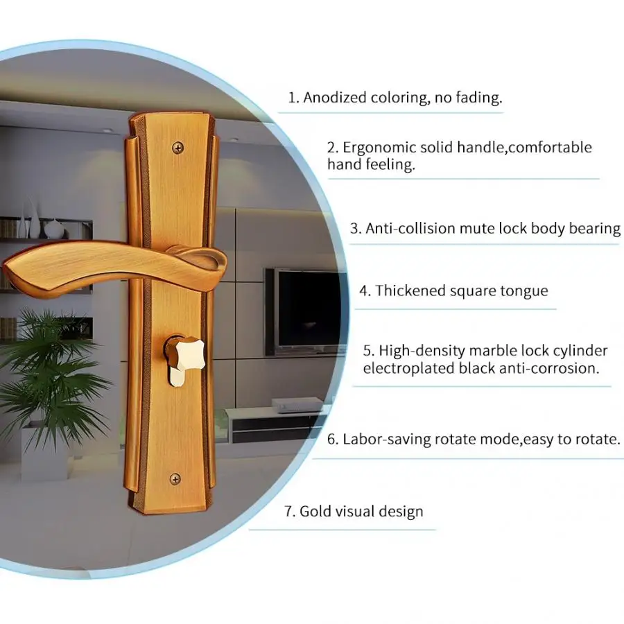 Внутренняя цинковая дверная ручка из сплава замок набор внутренняя дверная ручка меховая защелка домашний замок безопасности