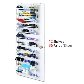 

4 Layers 12 Pairs of Shoe Rack PP plastic Spray Iron Over the Door Hanging Shoes Organizer Storage Holder Closet box stretcher