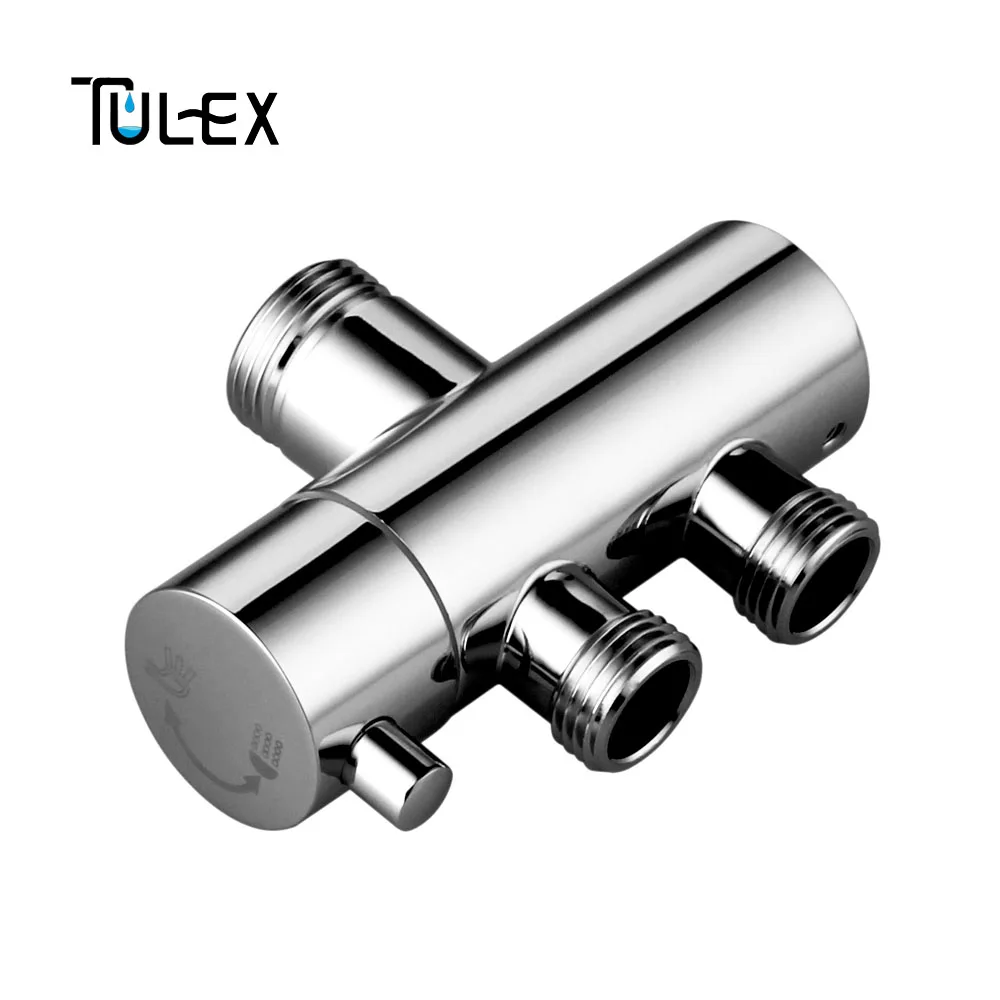 Günstige TULEX Dusche Wasserhahn Umsteller 3 Weg Dusche Arm Umsteller 2 Funktionen Wasserhahn Ventil für Dusche Mixer Messing Körper Verchromt