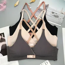 Летний французский мягкий бюстгальтер без косточек, удобный бюстгальтер с 3/4 чашечками, дамское нижнее белье с перекрещивающимися ремешками и бантиком