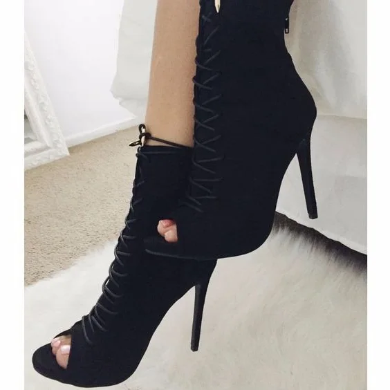 womens black heeled ankle boots