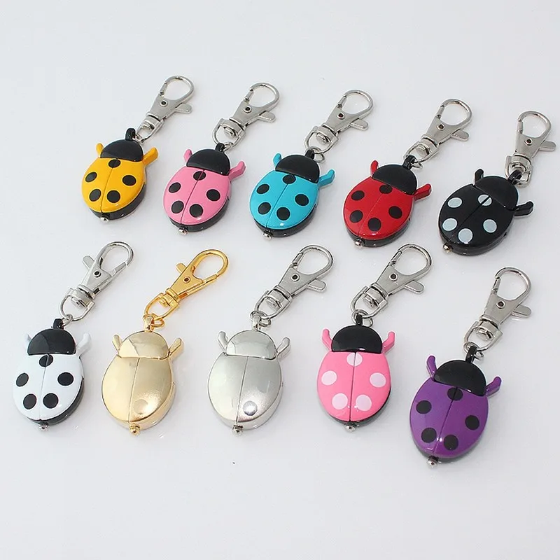 

10pcs /Lot, Wholesale Mixed Colors Bulk Brand Fashion Beetles Ladybug Pocket Pendant Key Ring Chain Quartz Dress Watches GL02KMT