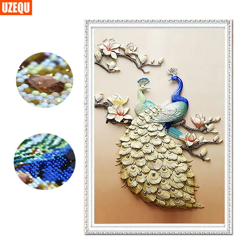 

UzeQu Special Shaped Diamond Embroidery Peacock 5D DIY Diamond Painting Cross Stitch Diamond Mosaic Painting Rhinestones Decor