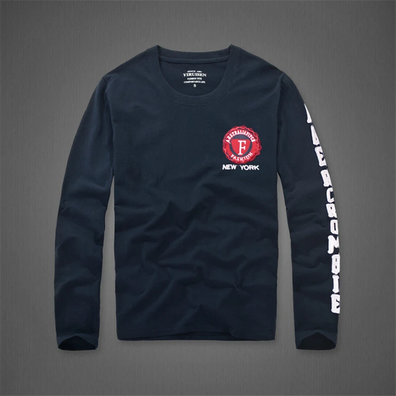 Kopen Lange Mouw T shirt mannen en najaar ronde kraag casual katoen volledige mouw T shirt maat S tot 3XL