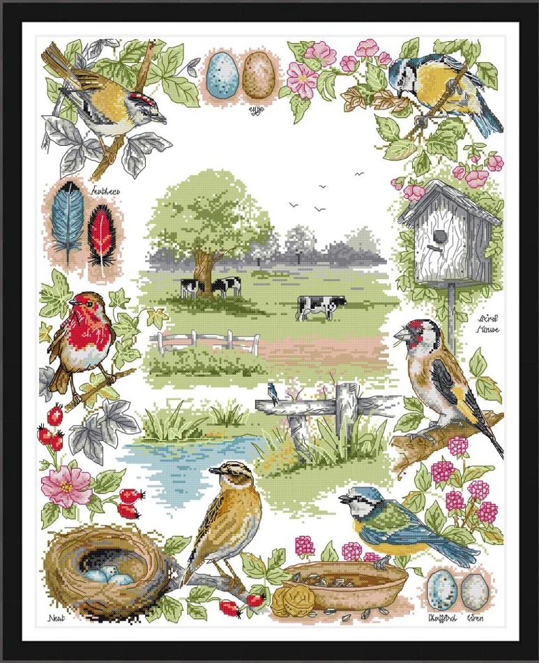 

Joy Sunday,birds,cross stitch embroidery set ,printing cloth embroidery kit,needlework,bird pattern embroidery kit,