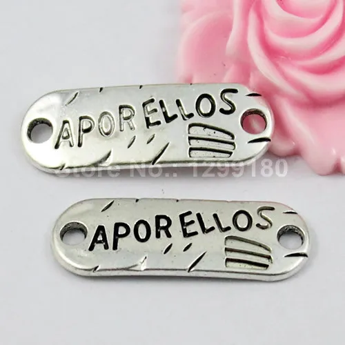 

20pcs/lot Free shipping Fashion Antique Silver "APORELLOS" Connectors Pendant Tibetan silver Bracelet Clasps Beads 12x35mmK01031