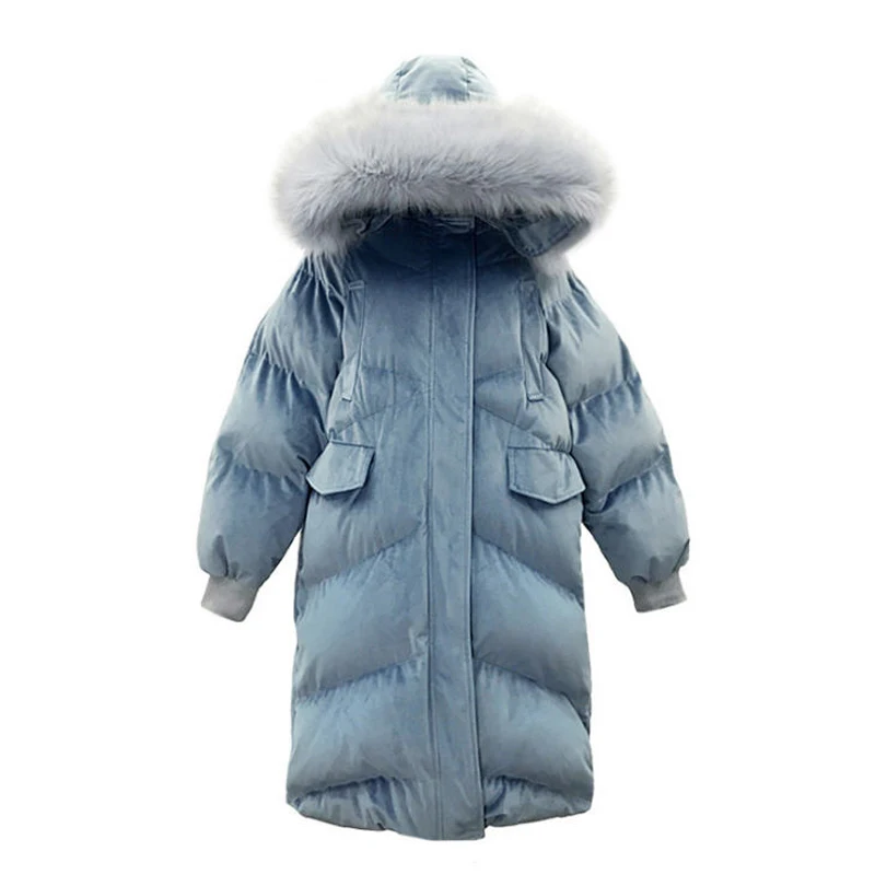 

2018 Winter Jacket Fashion Women Long Velvet Cotton-padded Coat Parka Mujer Ladies Warm Outerwear Fur Collar Hooded Coats W1415