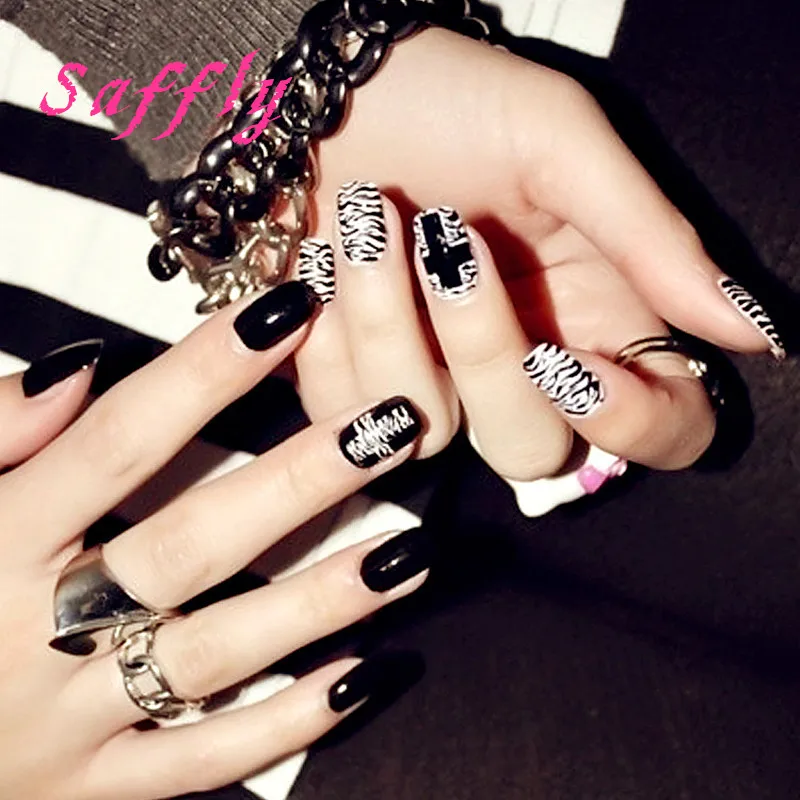 Fashion Europe and the United States punk style false nail Black and