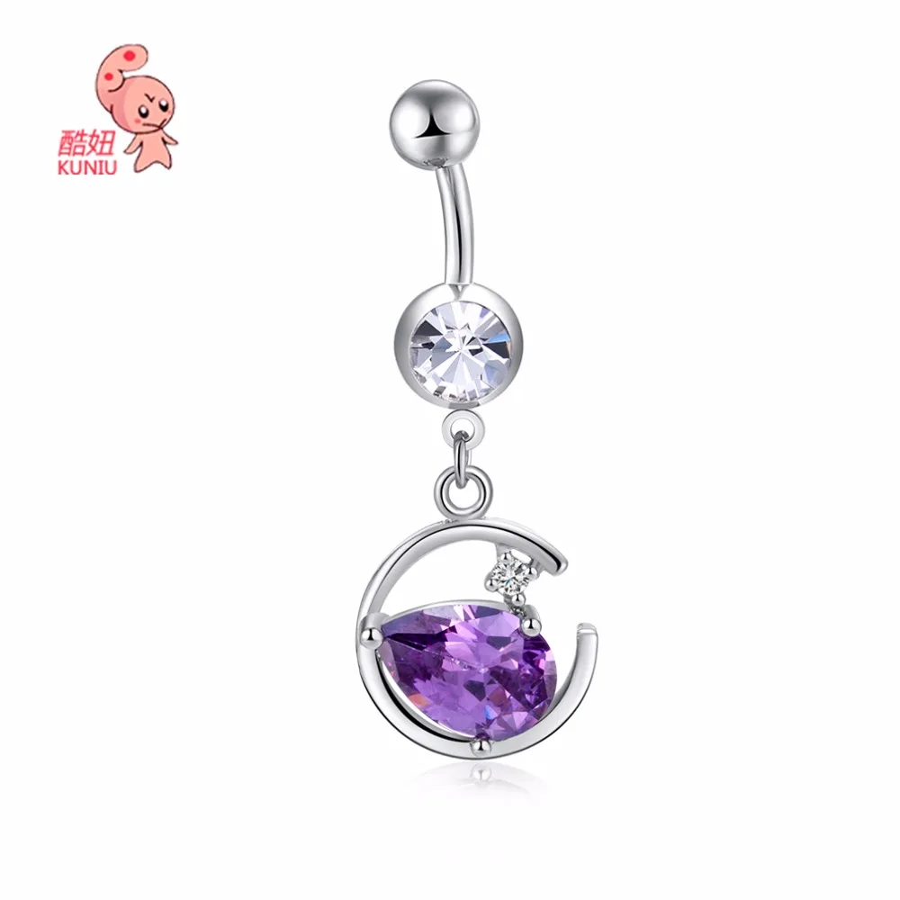 2017 New Fashion Luxury Zircon Crystal Silver Navel Piercing Navel