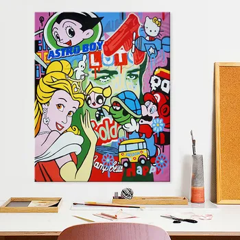 

Poster of Lichtenstein Pop Art Cartoon, Hand-painted Andy Warhol oil painting,Wall Pictures for living Room home decor wall art