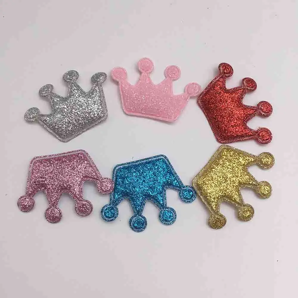 

36pcs/Lot Sew on Glitter Felt Patches for clothes 3x4cm Crown shape Padded Applique scrapbooking accessories