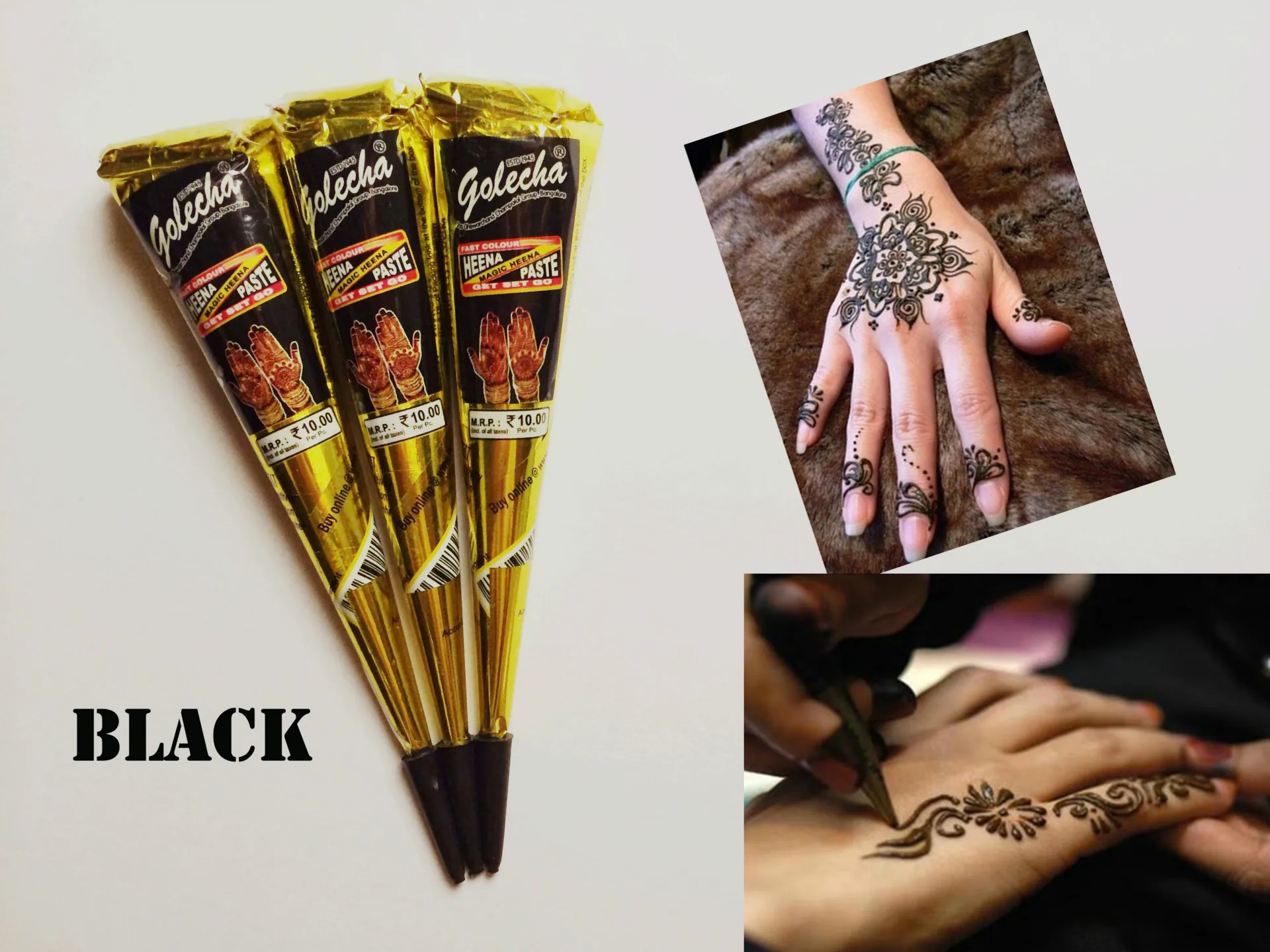 1Pc Black Natural Herbal Henna Cones Tube Natural Indian Temporary