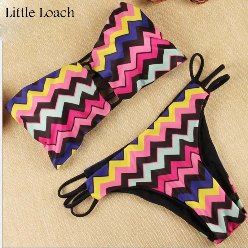 Striped Bikinis Set Bandeau Bikini Swimsuit Sexy Biquinis Set Striped