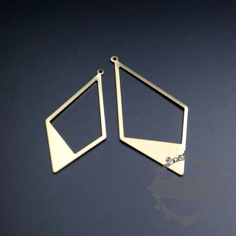 

rhombus shape vintage style raw brass pendant charm supplies 1800291
