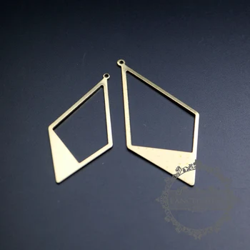 

rhombus shape vintage style raw brass pendant charm supplies 1800291
