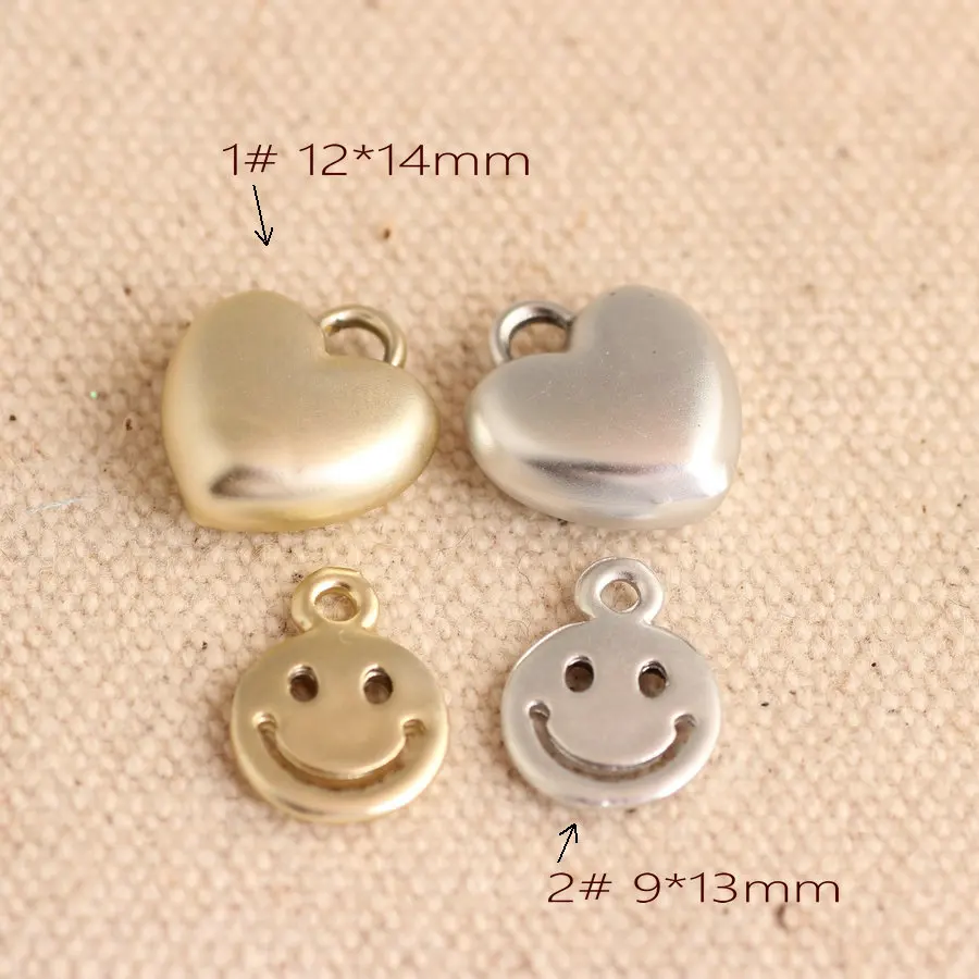 

10pcs/lot Fashion Jewelry Silver Gold Color Charm Round Smiling & Heart Shape Alloy Metal Charm Pendant