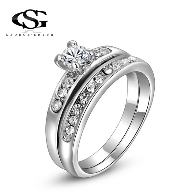 Gs Jewelry Promise Engagement Double Rings For S Men Women Gs Jewelry Promise Engagement Double Rings For S Men Women Silver Color Pairs Wedding Ring Sets