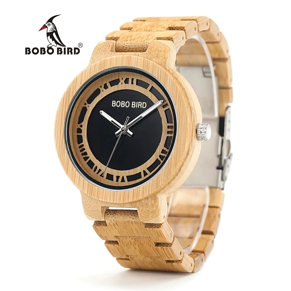 BOBO BIRD WN19 Wooden Watch Roman Digital Face Top Brand Luxury Clock for Men Best Gifts Items In Wooden Box