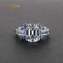 OneRain Vintage 100% 925 Sterling Silver Emerald Citrine Sapphire Aquamarine Gemstone Wedding Engagement Couple Ring Jewelry(China)