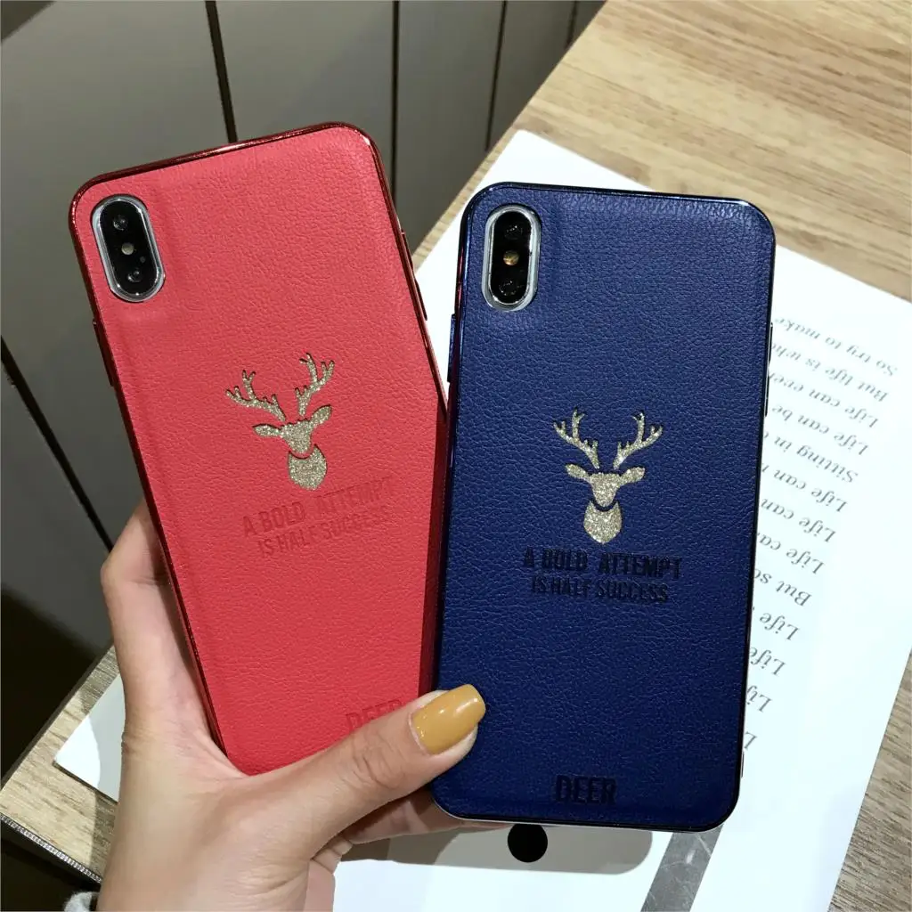 Роскошные олень кожаный чехол для iPhone X 6 6s 7 8 Plus XR XS MAX XiaoMi A2 Lite RedMi 6A Примечание 5