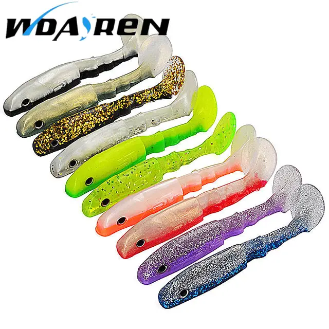 10pcs/lot T Tail Soft lure 90mm 9g paddle Tail soft Grubs Maggot