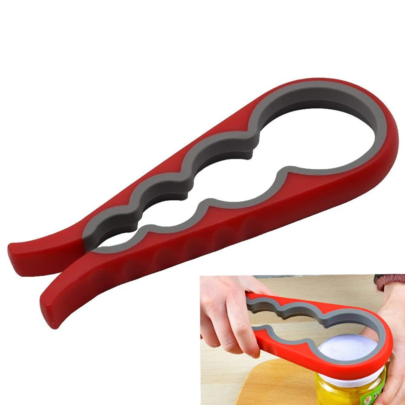 

King Sea 4 in 1 Can Opener Lid Screw Jam Bottle Opener Manual Non-slip Twist Cap Bottle Launcher Opener Kitchen Gadget