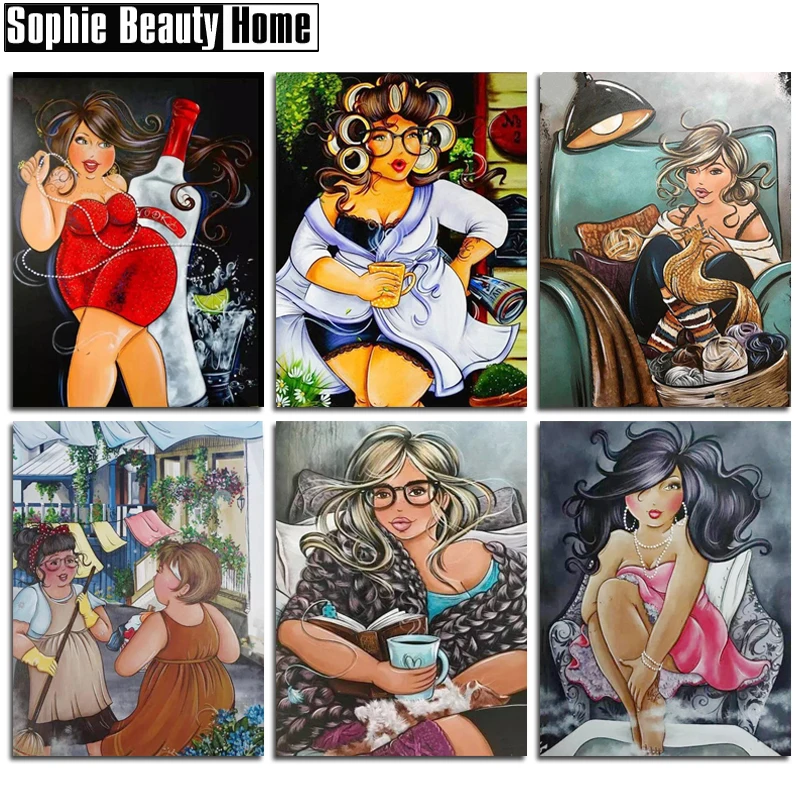 DIY 5D Diamond Mosaic Fat Sexy Lady Handmade Painting Cross Stitch Portrait Rhinestone Embroidery Pattern 18A054 | Дом и сад