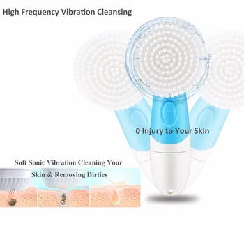

4 in 1 Waterproof Electric Cleansing Brush Pore Cleaner Facial Cleanser Massage Women Skin Massager Exfoliating Beauty Machine