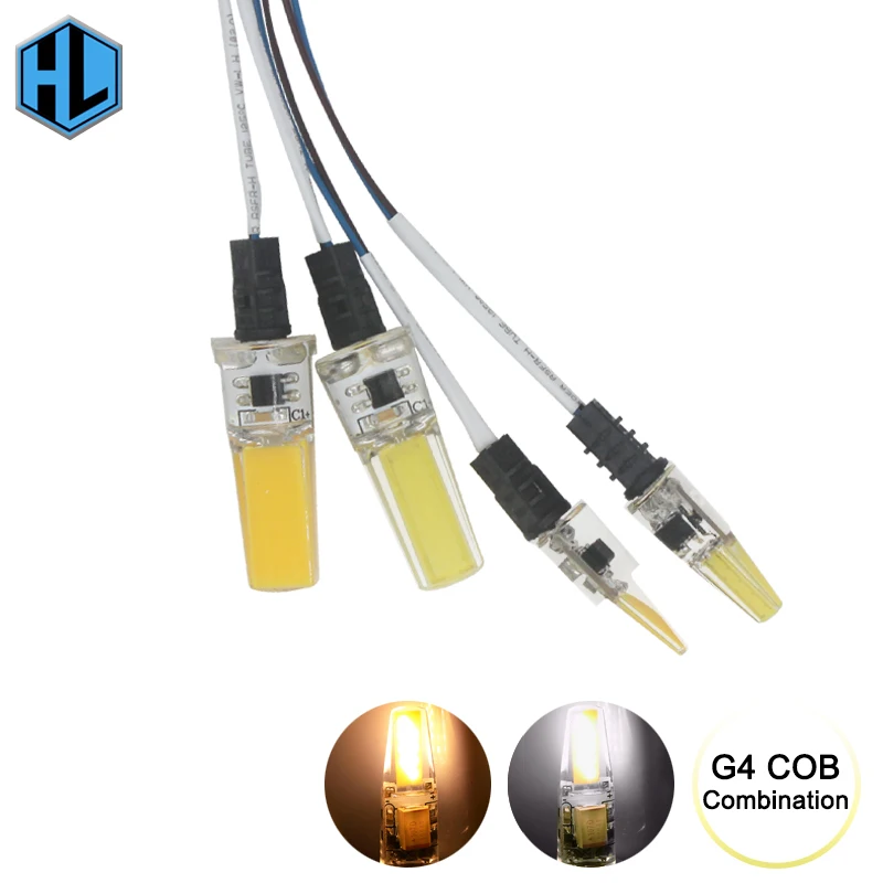 

1Set G4 COB LED Bulb with 50cm G4 black bakelite lampholder wire fit for home DIY Christmas chandelier light