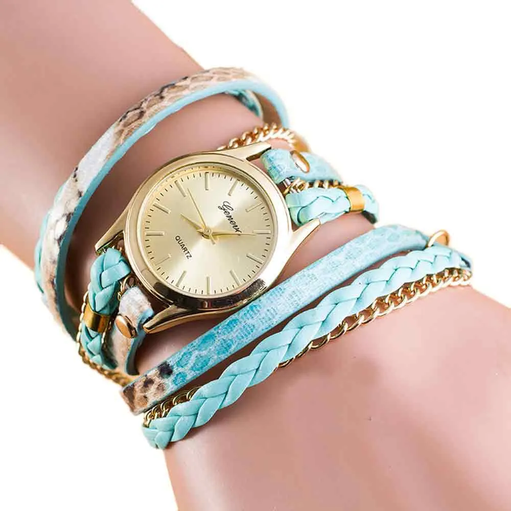 

Splendid Luxury Women Watches Fashion New Wrap Around Bracelet Watch Synthetic Leather Chain Watch Lady Dress Wristwatches