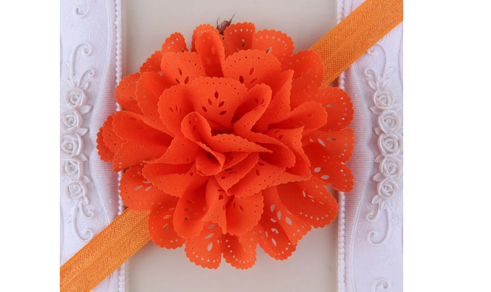Детские для маленьких девочек малышей кружево цветок повязка для головы одежда аксессуары на голову принцессы вечерние обувь вечеринок головные уборы - Цвет: Оранжевый