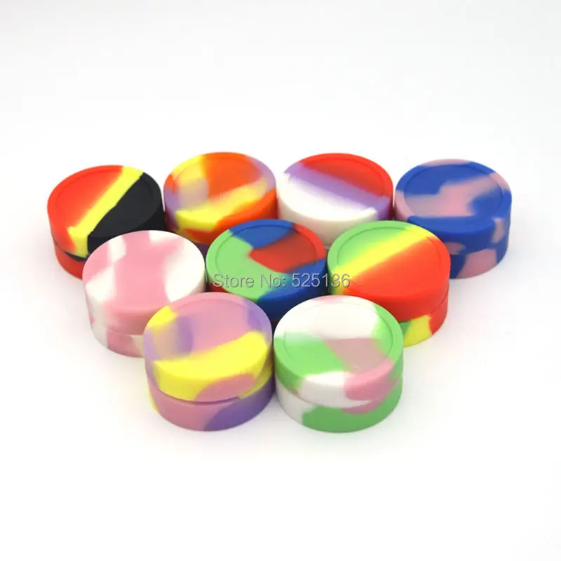 

Silicone Jar Wax Dry Herb Jars Dab Round Shape Silicone Container Color for Dry Herb Atomizer AGO Oil Wax E Cigarette