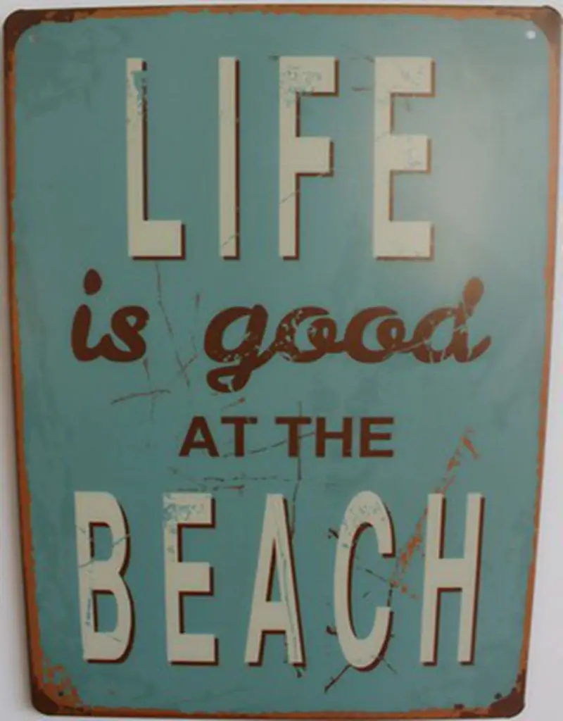 

20*30CM LIFE is good AT THE BEACH Vintage Sign Wall Decor Metal Plaques Retro Tin Decorative Painting