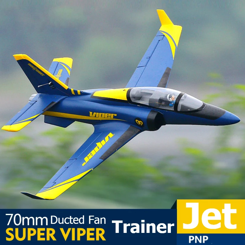 Радиоуправляемый самолет FMS 70 мм Super Viper Ducted Fan EDF Jet Trainer 6S 6CH с откатными щитками PNP