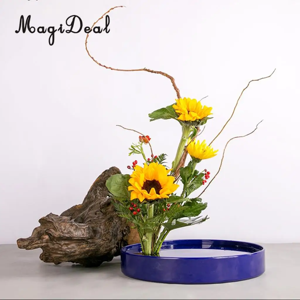 MagiDeal Japanese Ikebana Vase Rustic Style Round Shape - Art Flower Arrangment Tool	