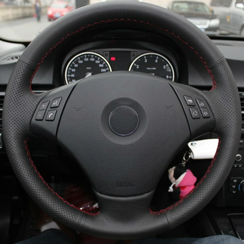 

High Quality cowhide Top Layer Leather handmade Sewing Steering wheel covers protect For BMW E90 320 318i 320i 325i 330i 320d X1