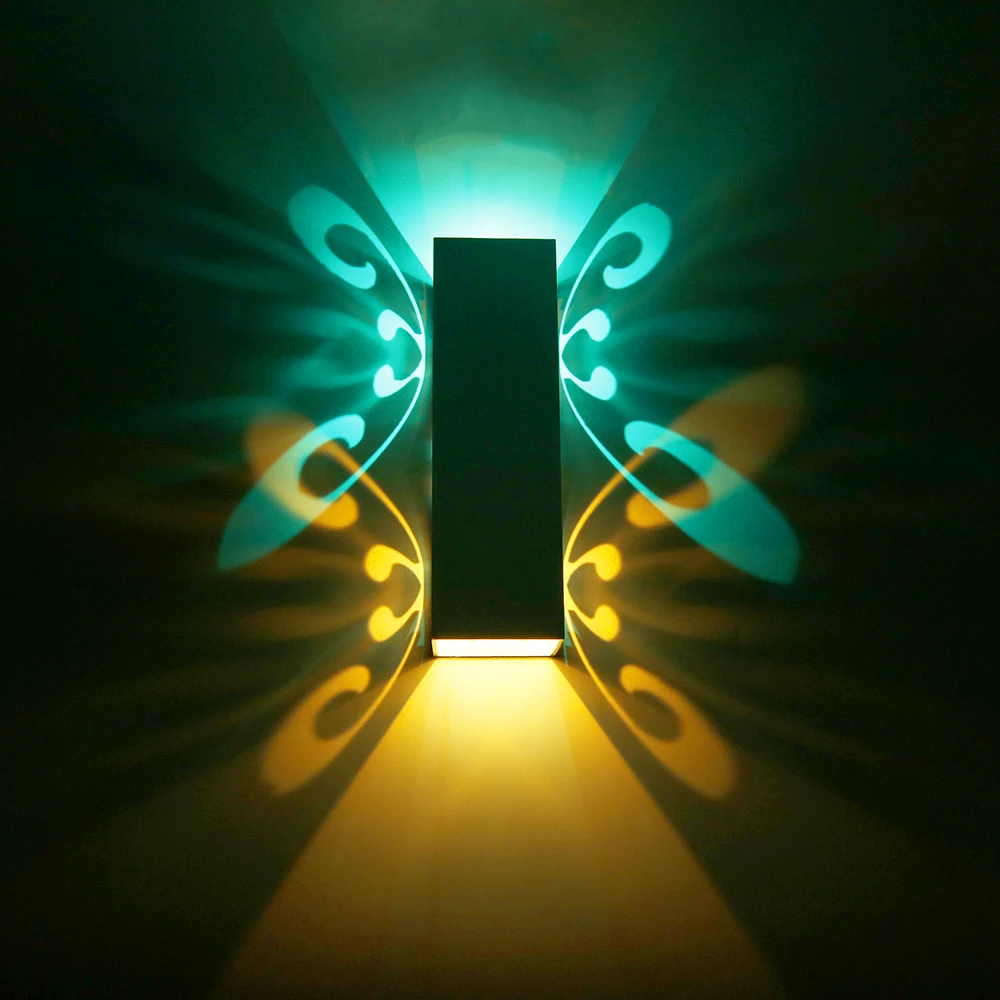 Online 2W 6W Led Wall Lamp Sconce lights Double batteryfly Aluminum fixture Up and down modern AC85 265V for home hotel KTV Bar IQ