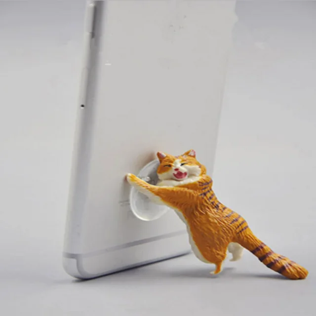 Neko Atsume Simulation Cat Animal Design Kitten Sucker Ring Buckle Bracket Ornaments Mobile Phone Holder Support Mount Resin
