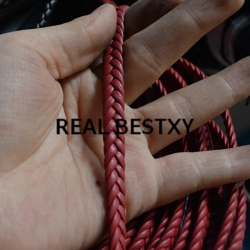 Реальный BESTXY 5 м/лот 7*3 мм красные плоские кожаные плетеные струны раньше для