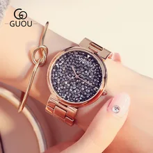 GUOU Brand Watch Fashion Quartz Women Watches full rhinestone stainless steel Luxury Ladies Dress watches relogio feminino hot sale guou wristwatches women luxury brand fashion rhinestone watches stainless steel exquisite ladies watch relogio feminino